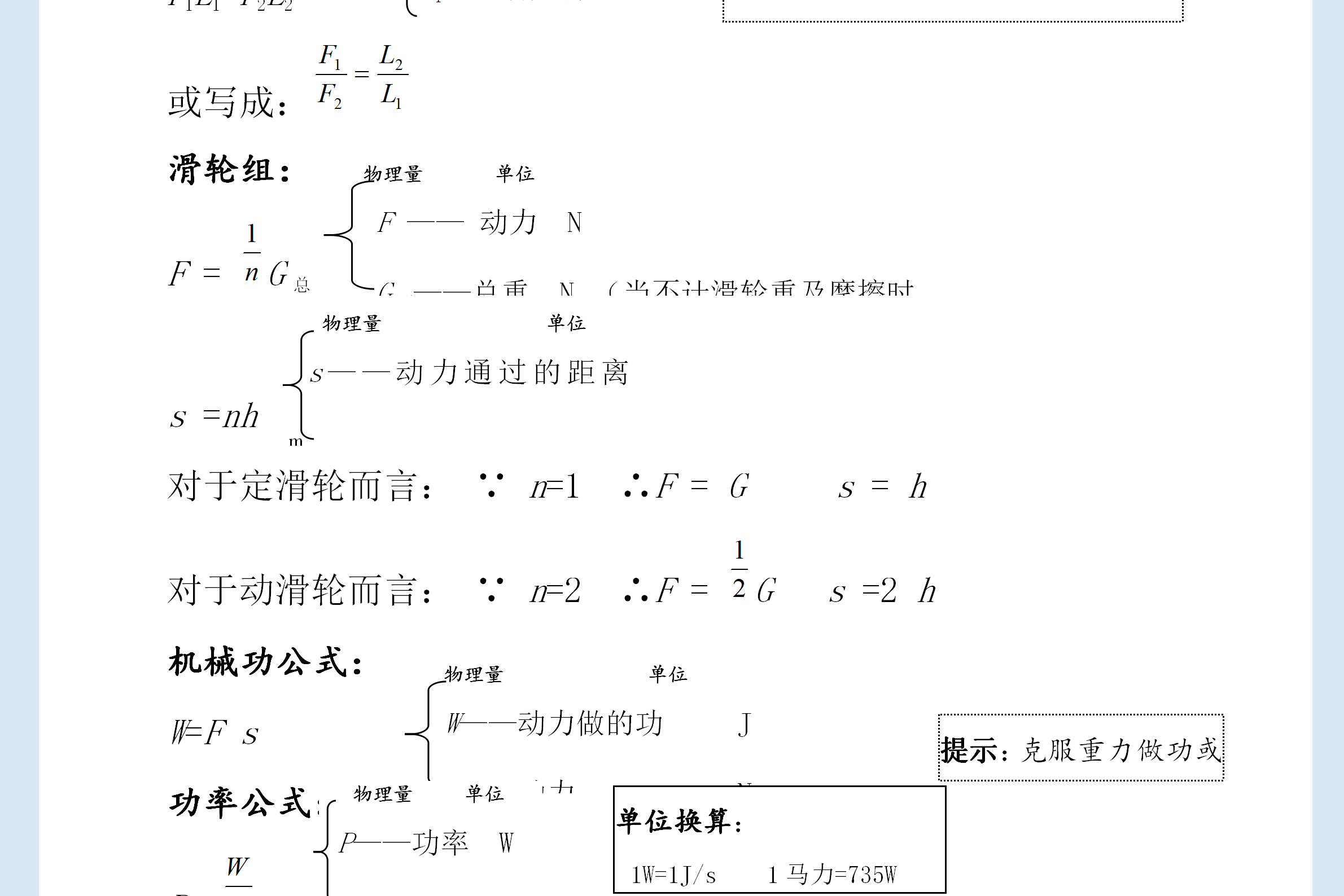人教版中考物理知识点总结,涵盖力学,光学,热学和电学等领域.