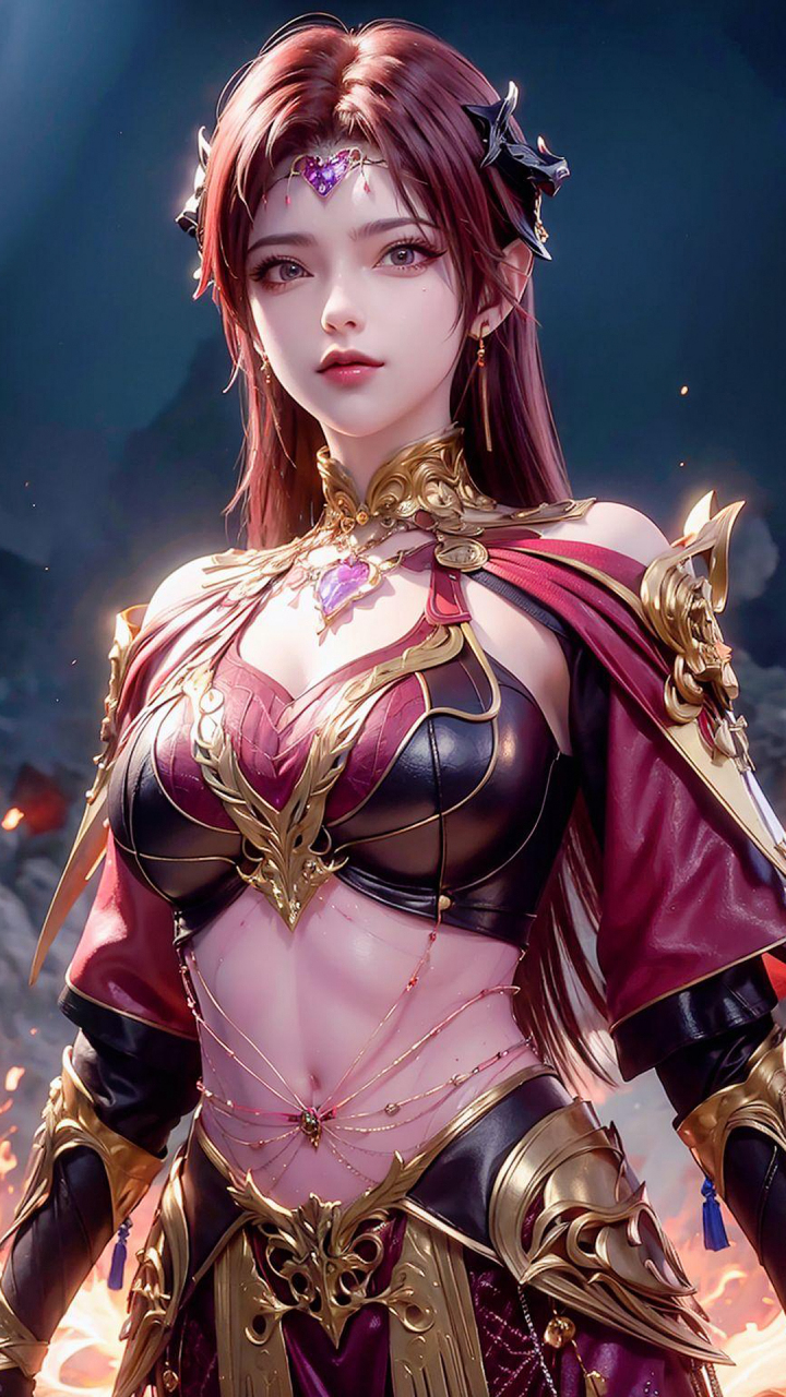 ai绘画|《百炼成神》国漫女神4k高清手机壁纸:绝美剑灵妖夜,弯月为刃