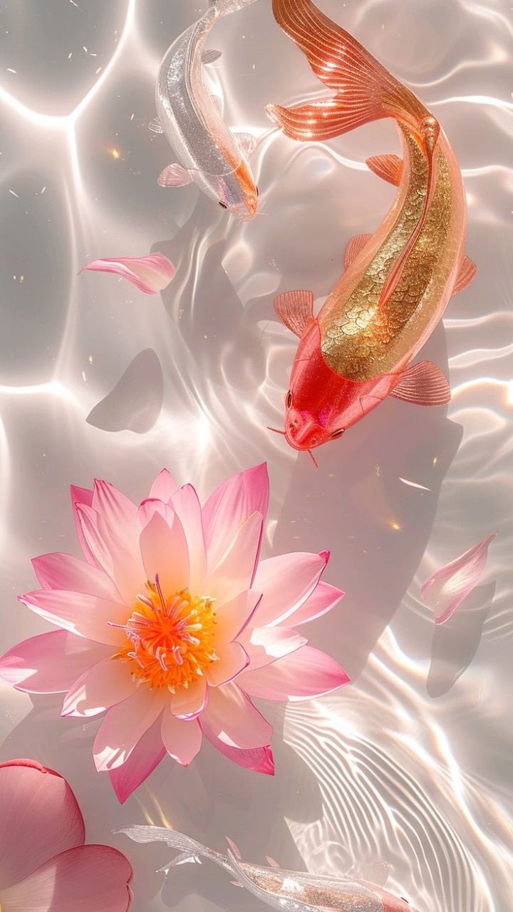 壁纸,鱼戏莲叶,好运连连