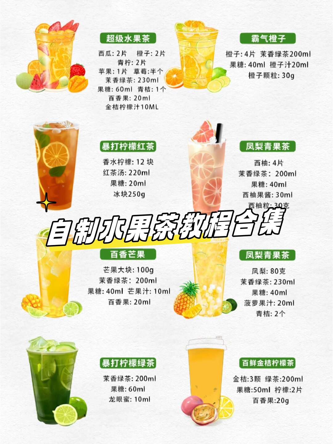 赶快动手做起来吧,让顾客在享受水果茶菜单平面设计奶茶店果茶制作