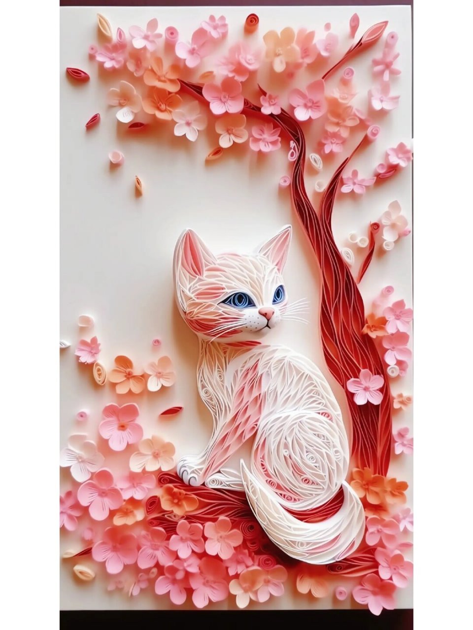 衍纸艺术‖樱花树下的小猫  在这个繁忙的世界里,总有些角落藏着让人