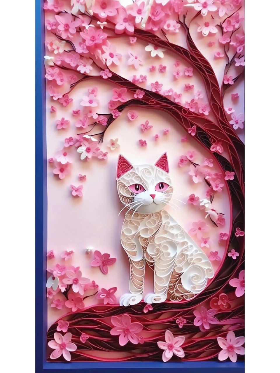 衍纸艺术‖樱花树下的小猫  在这个繁忙的世界里,总有些角落藏着让人