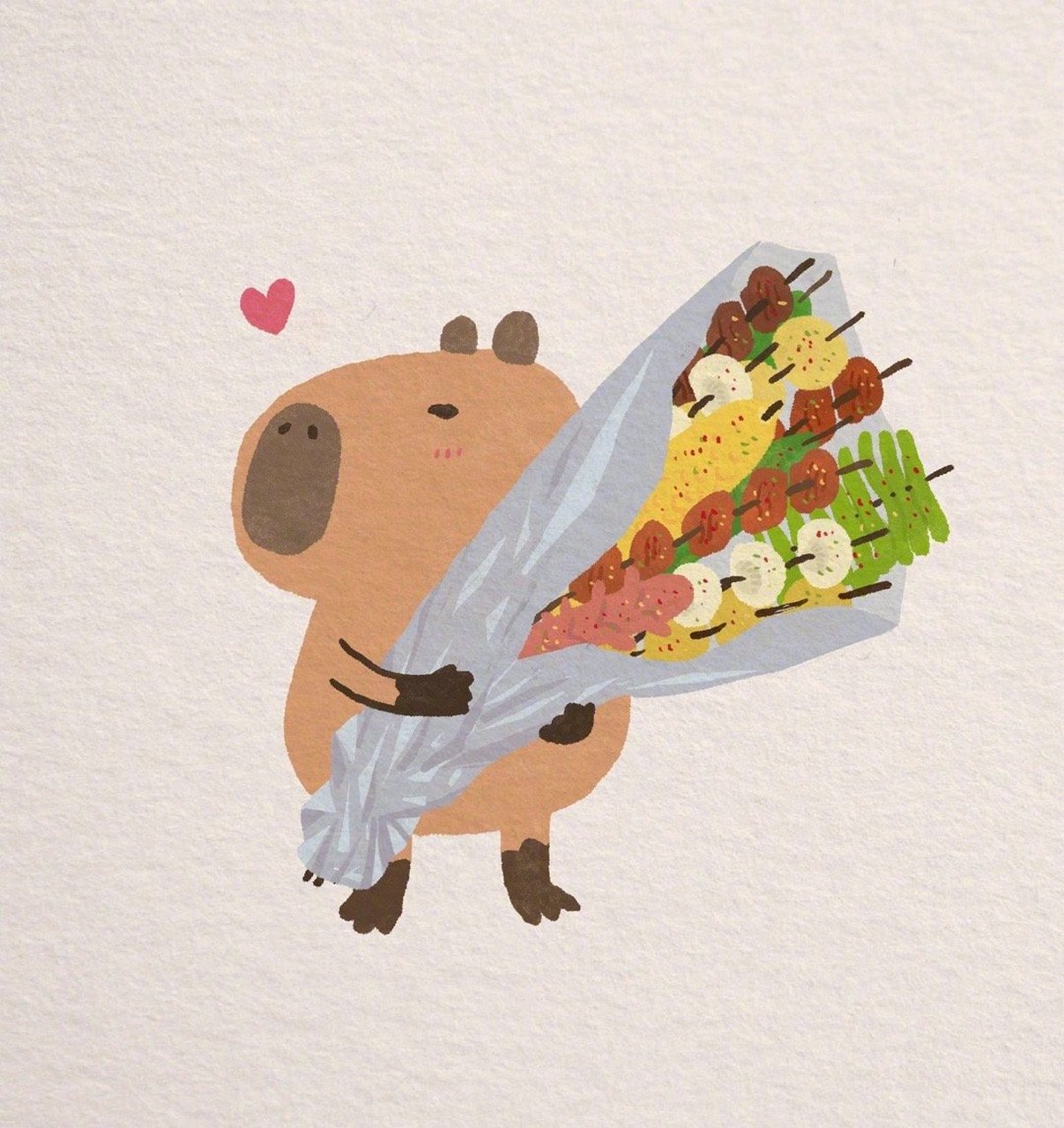 分享插画师迎风开小差的一组水豚形象.