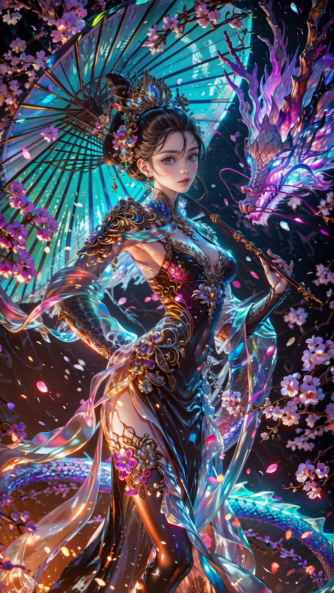 壁纸分享,ai合成的龙女高清手机壁纸