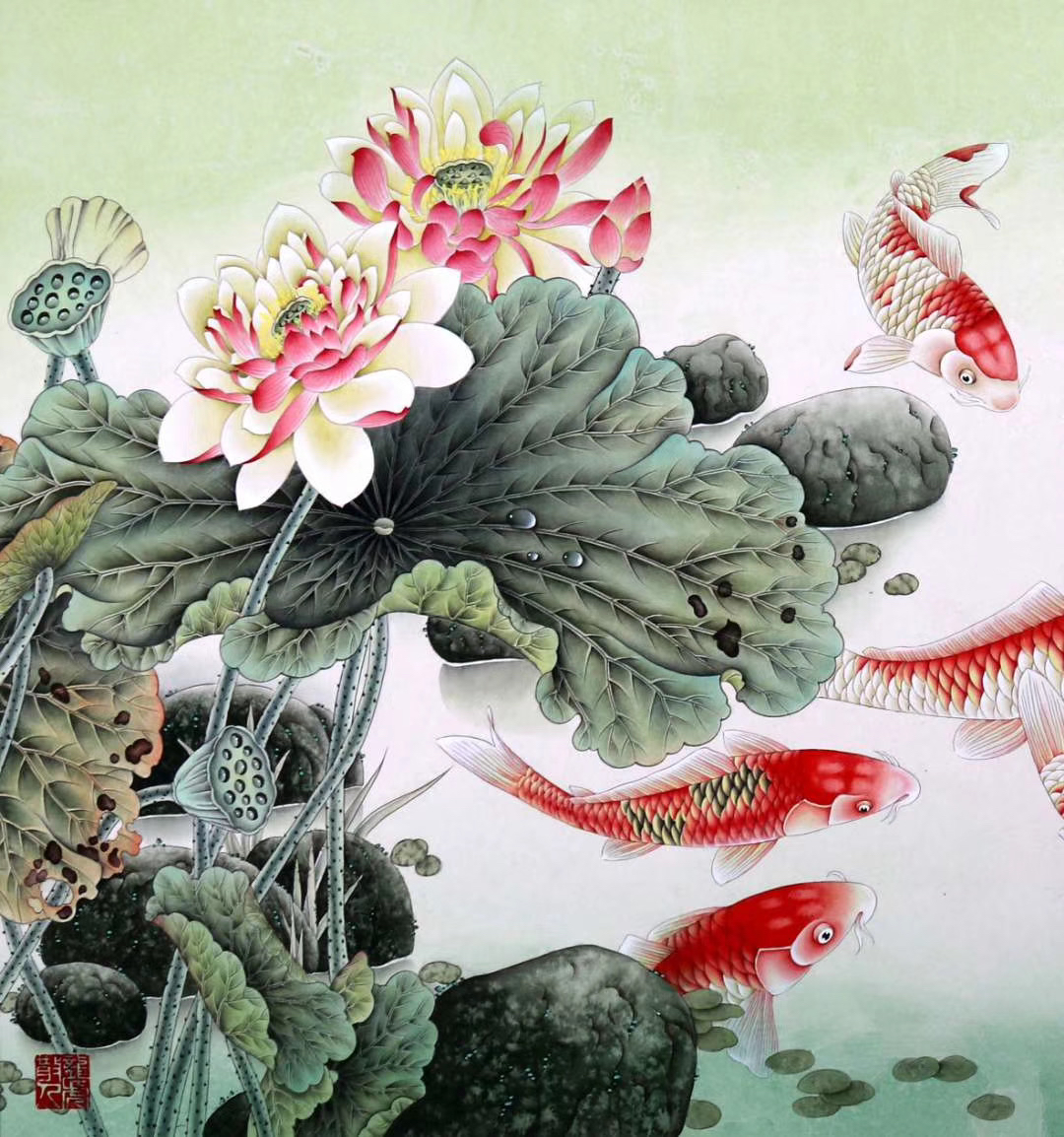 百度创作灵感中心#《九鱼图》又称"九如图",古书记载,诗经有云:"天