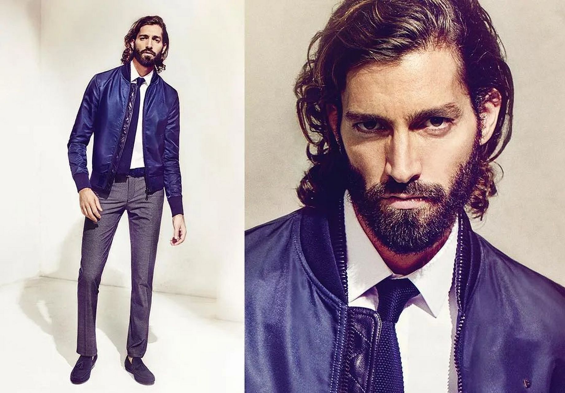 男模特maximiliano patane,一头粗犷有型的头发和浓密的胡子,成为了他