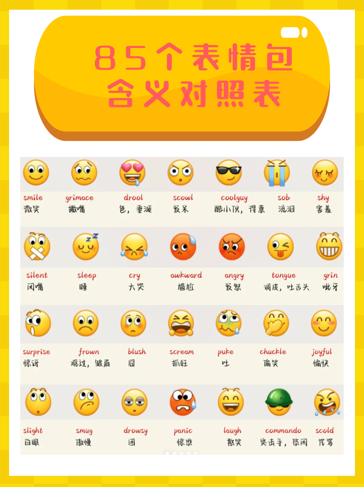 什么意思抖音表情包意思全解图片微信58个表情含义图微信100个表情包