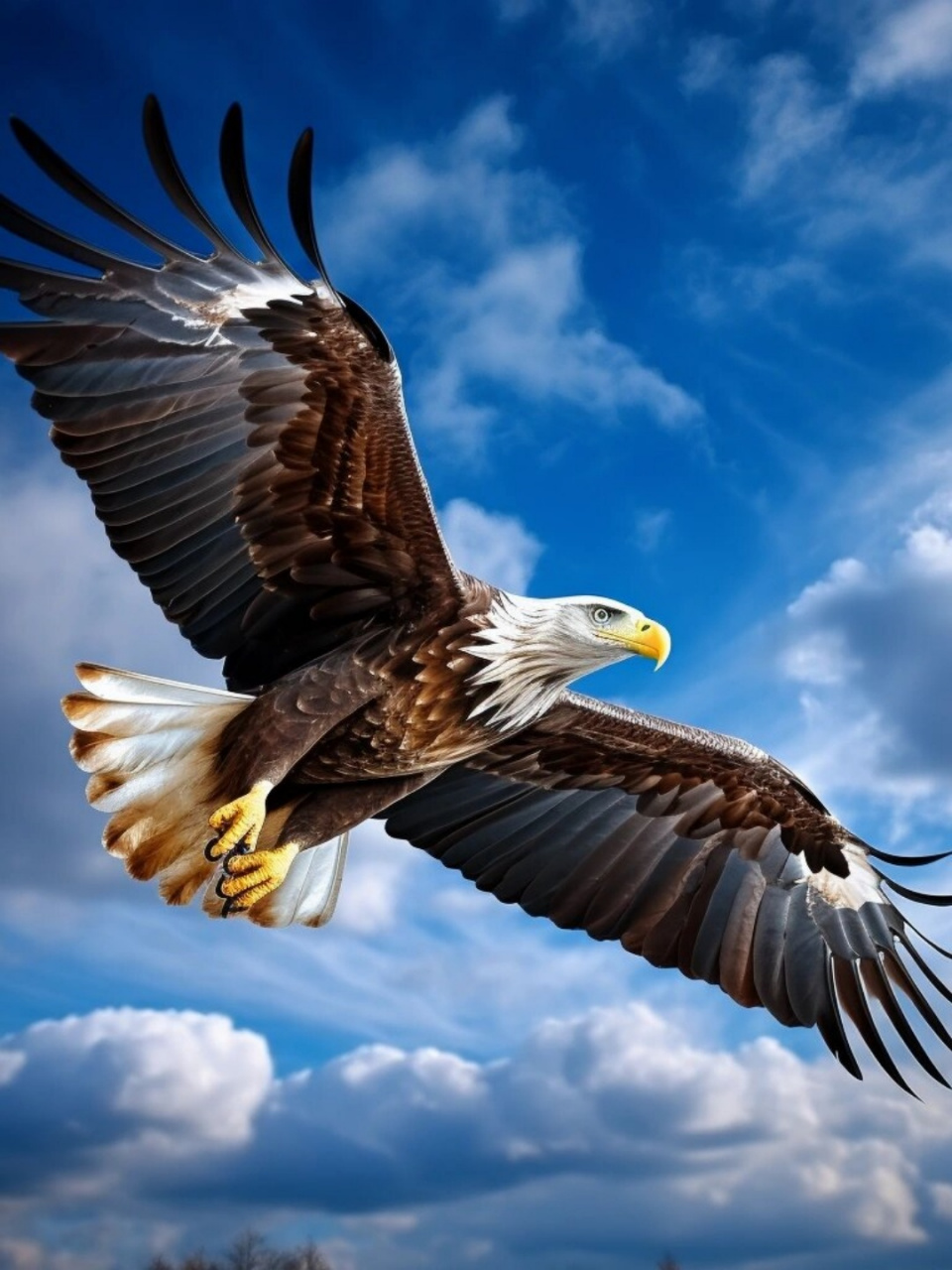 翱翔的老鹰  在那一望无际的蔚蓝天幕上,一只雄壮的老鹰07展现出了