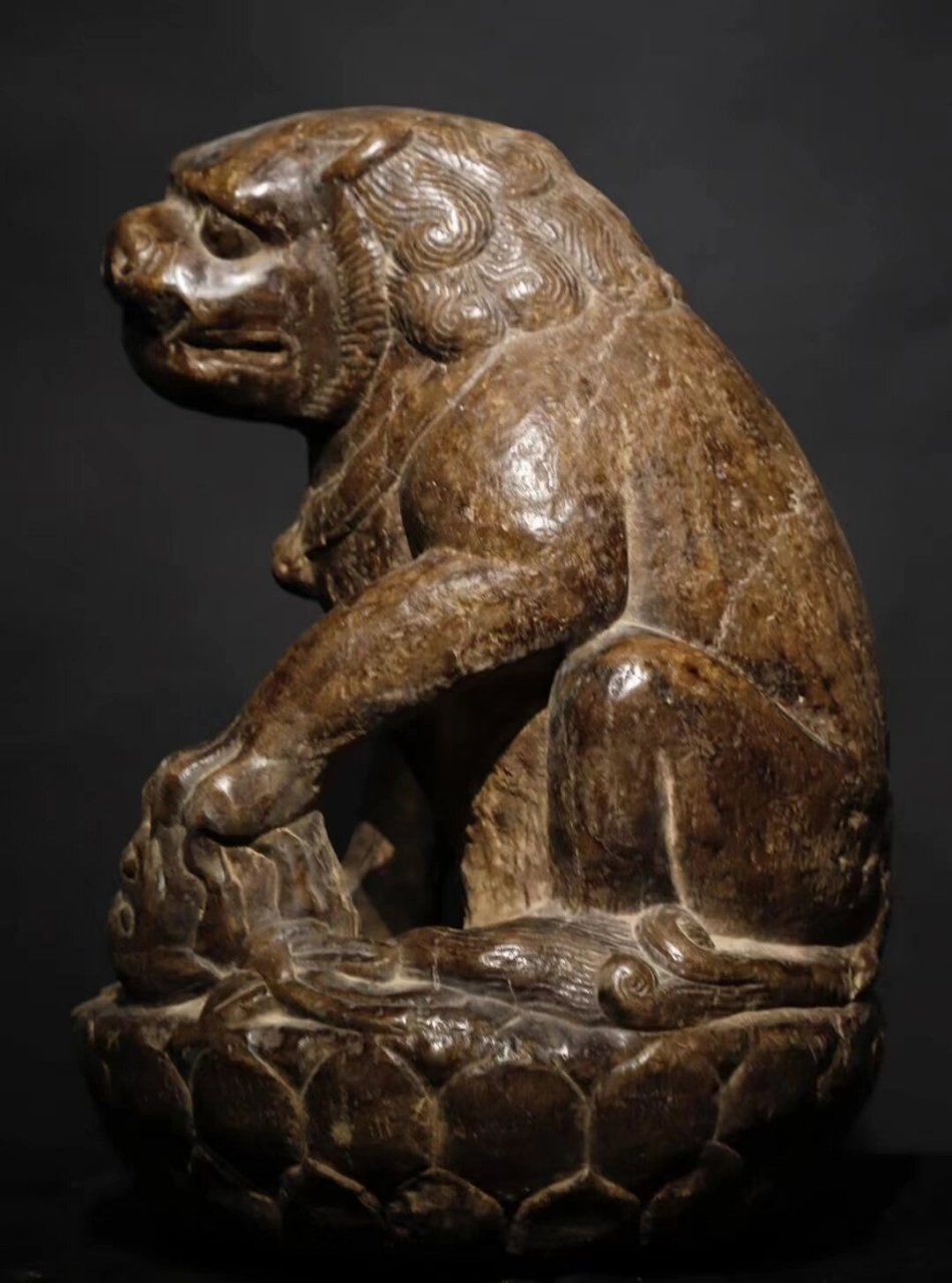 我最近收藏的宝贝——元代的青石狮子  这尊青石狮子高达 60cm,直径