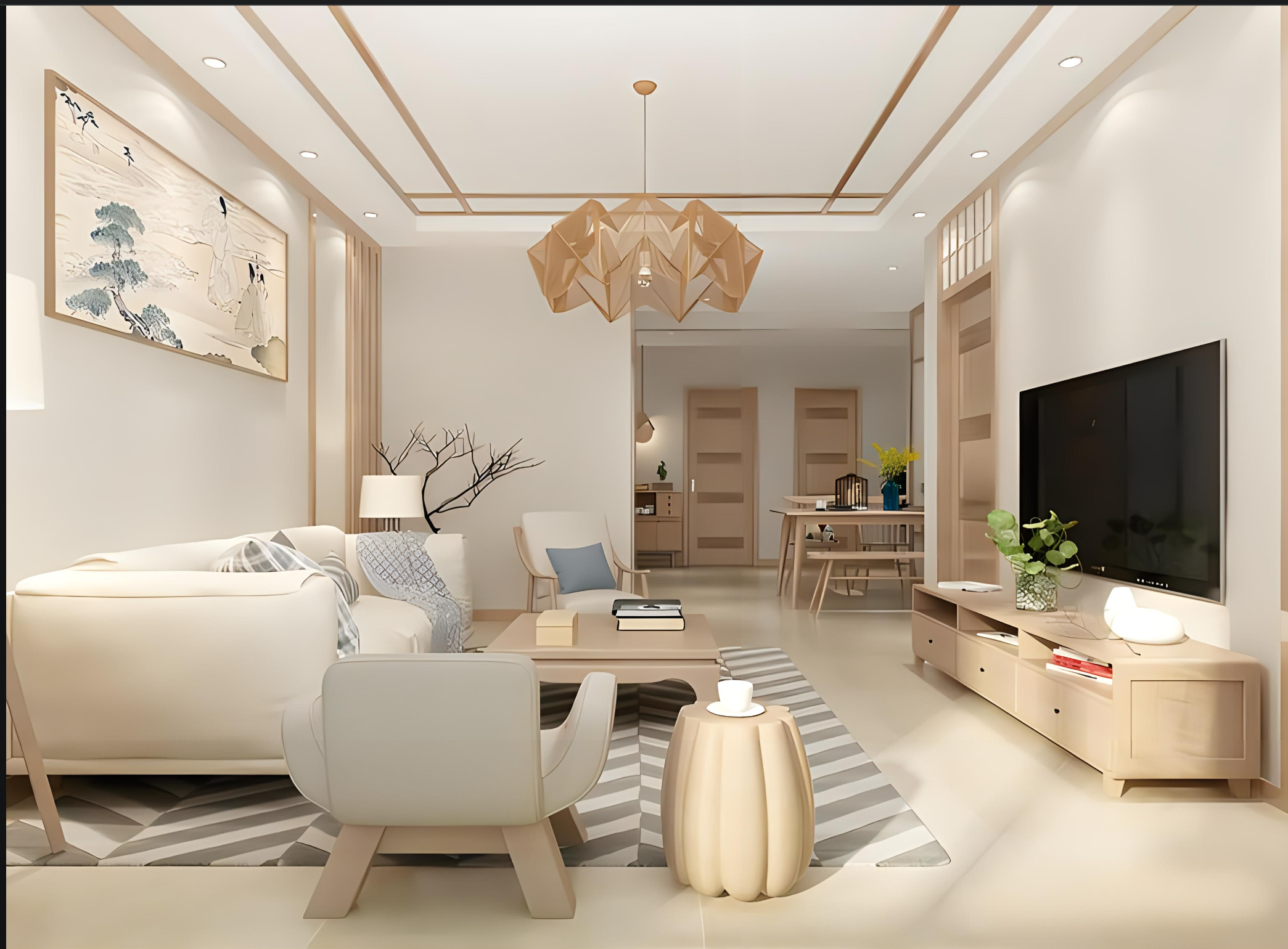 新中式禅意风格的设计:是一种追求质朴,安静氛围的设计风格,其特点是