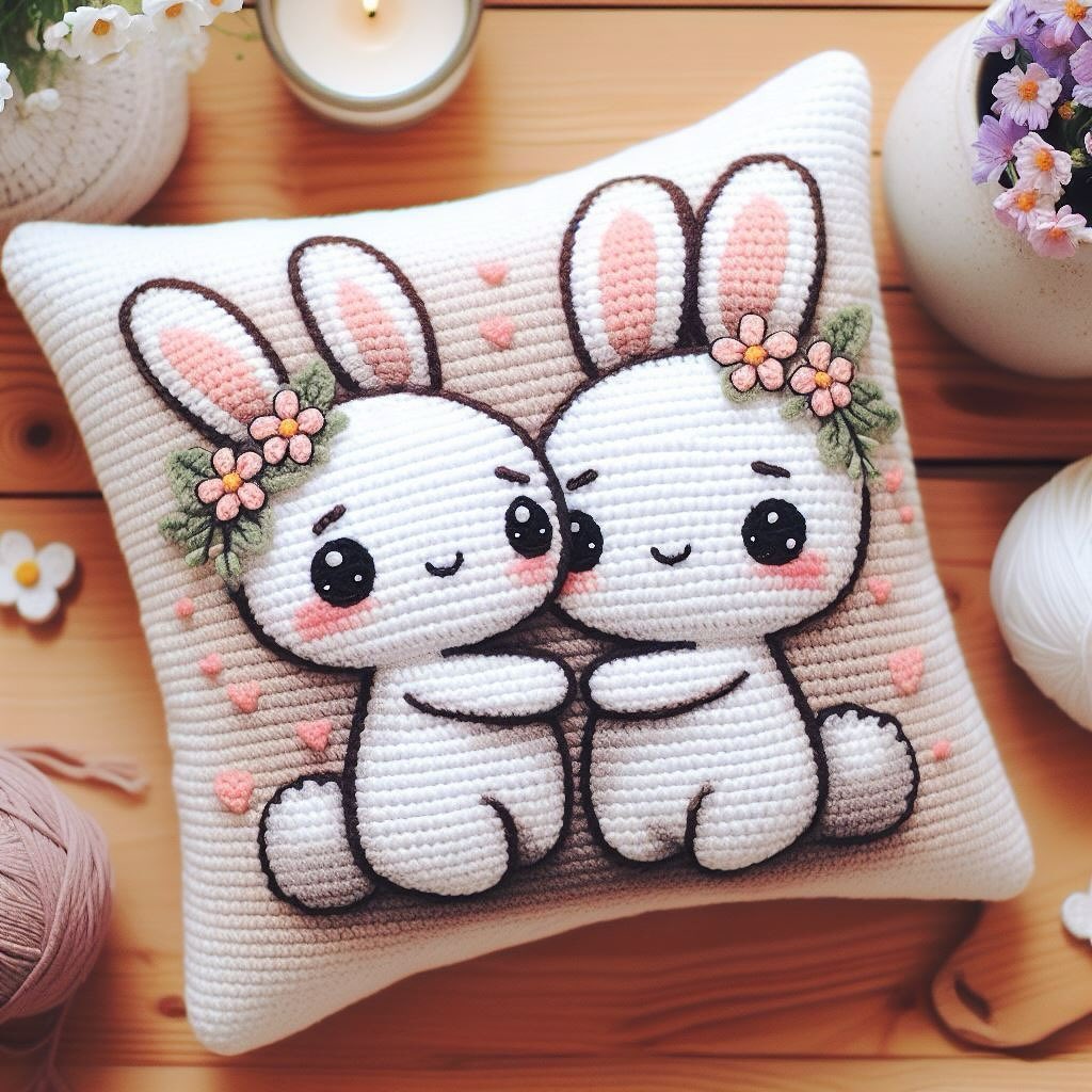 钩针编织兔子抱枕