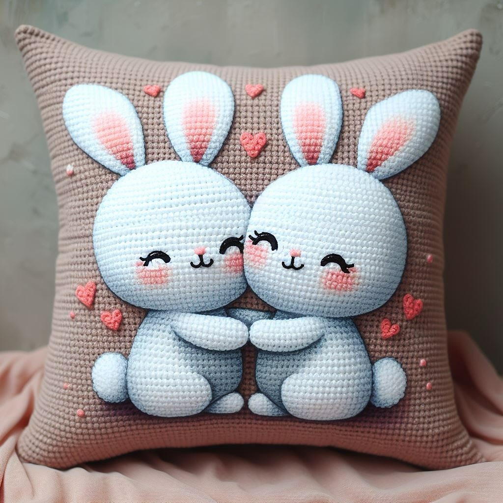钩针编织兔子抱枕