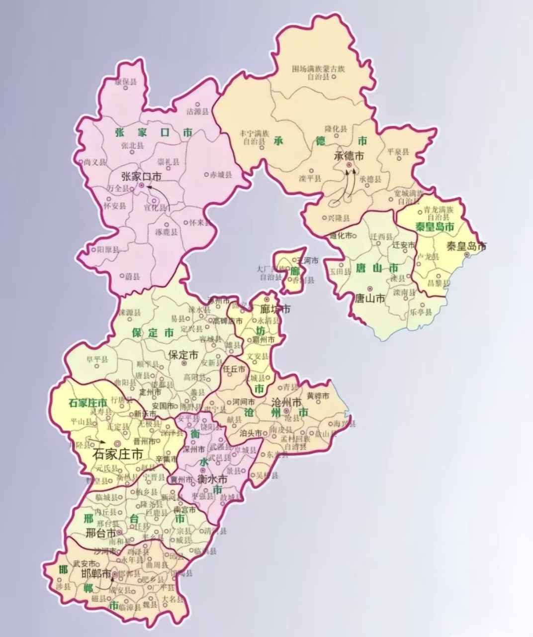 河北省地处华北,漳河以北,东临渤海,内环京津,西为太行山地,北为燕山