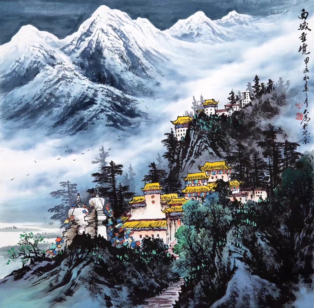 王大为的山水画展现出一种博大而质朴,雅丽而富有文采的艺术风格