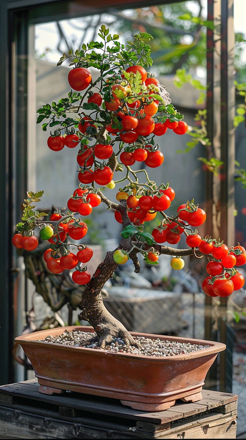 一串串红彤彤的圣女果,挂在枝头,像一个个小红灯笼.