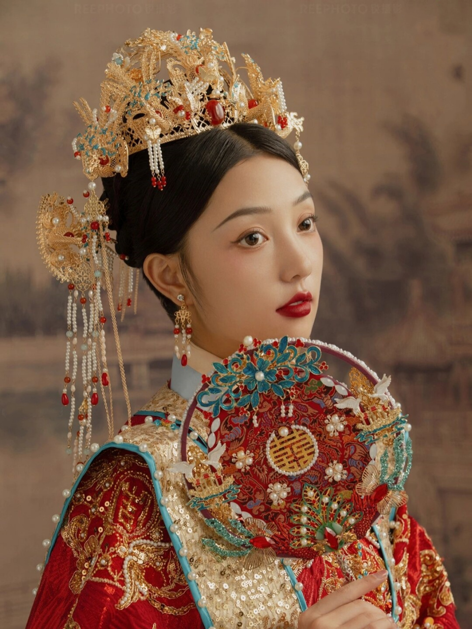 心心念的中式汉服婚纱照  96凤冠霞帔,十里红妆,这惊艳绝伦的古代