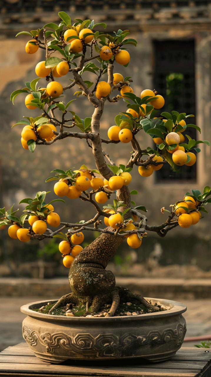 当枇杷长成盆景,一伸手就能摘到.