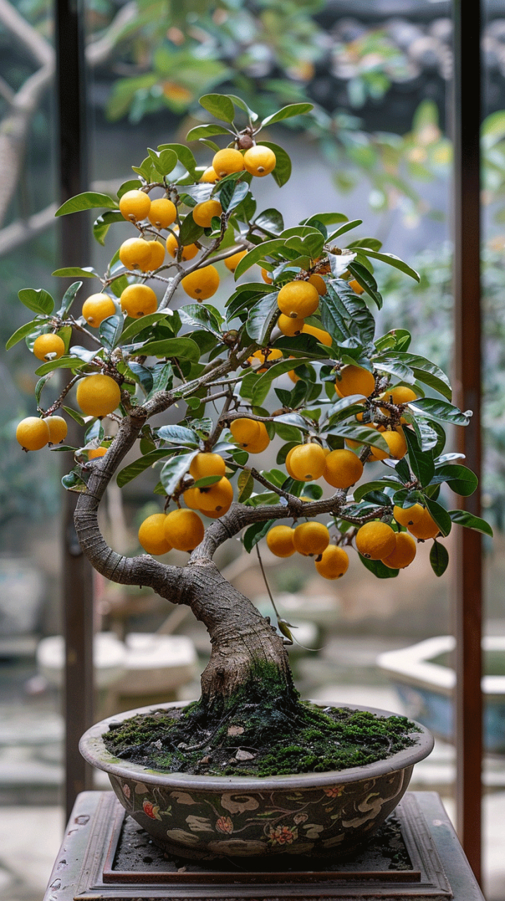 当枇杷长成盆景,一伸手就能摘到.