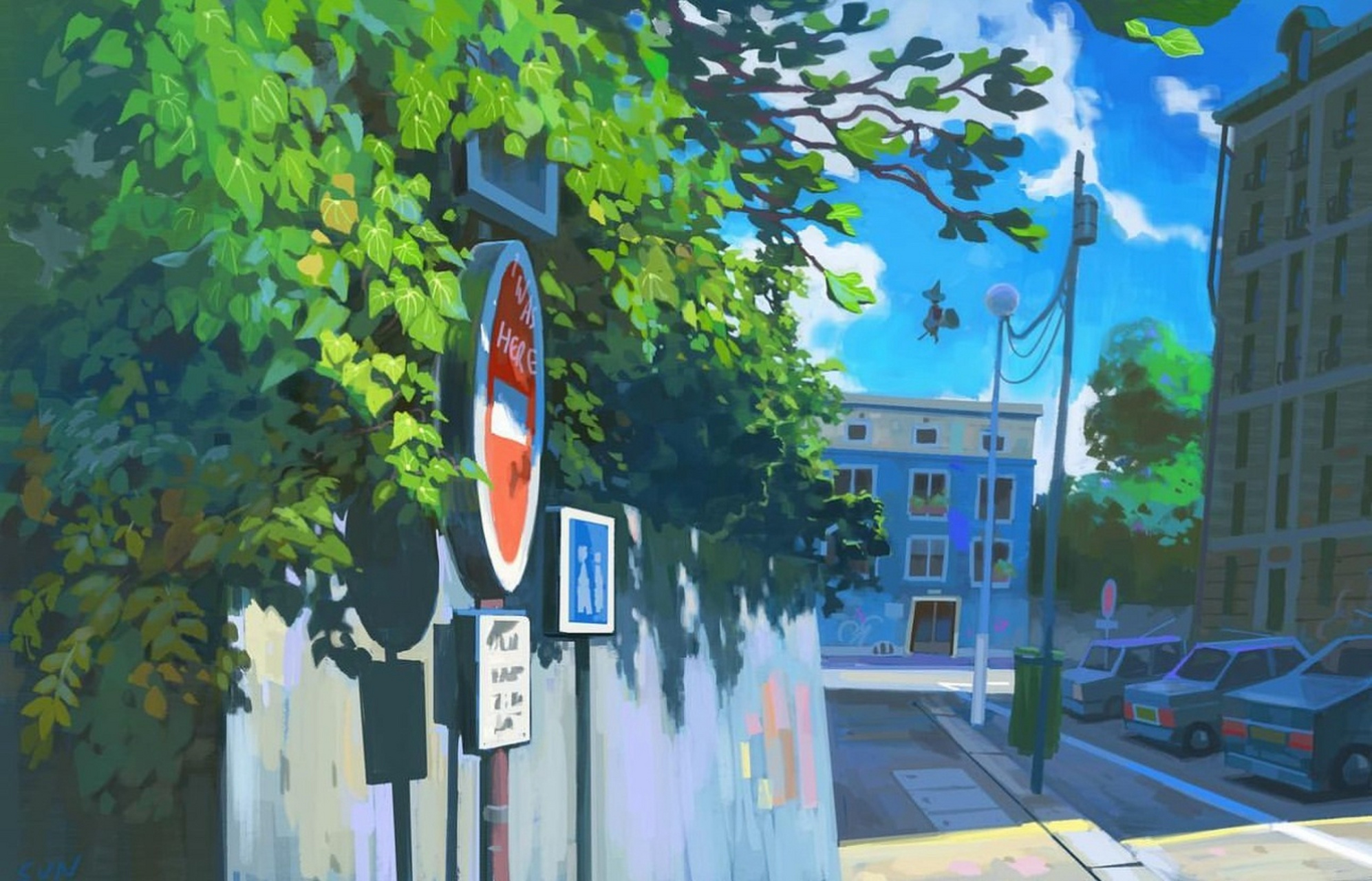 画师justine thibault动漫场景绘画欣赏,用缤纷的色彩再现了动画中的