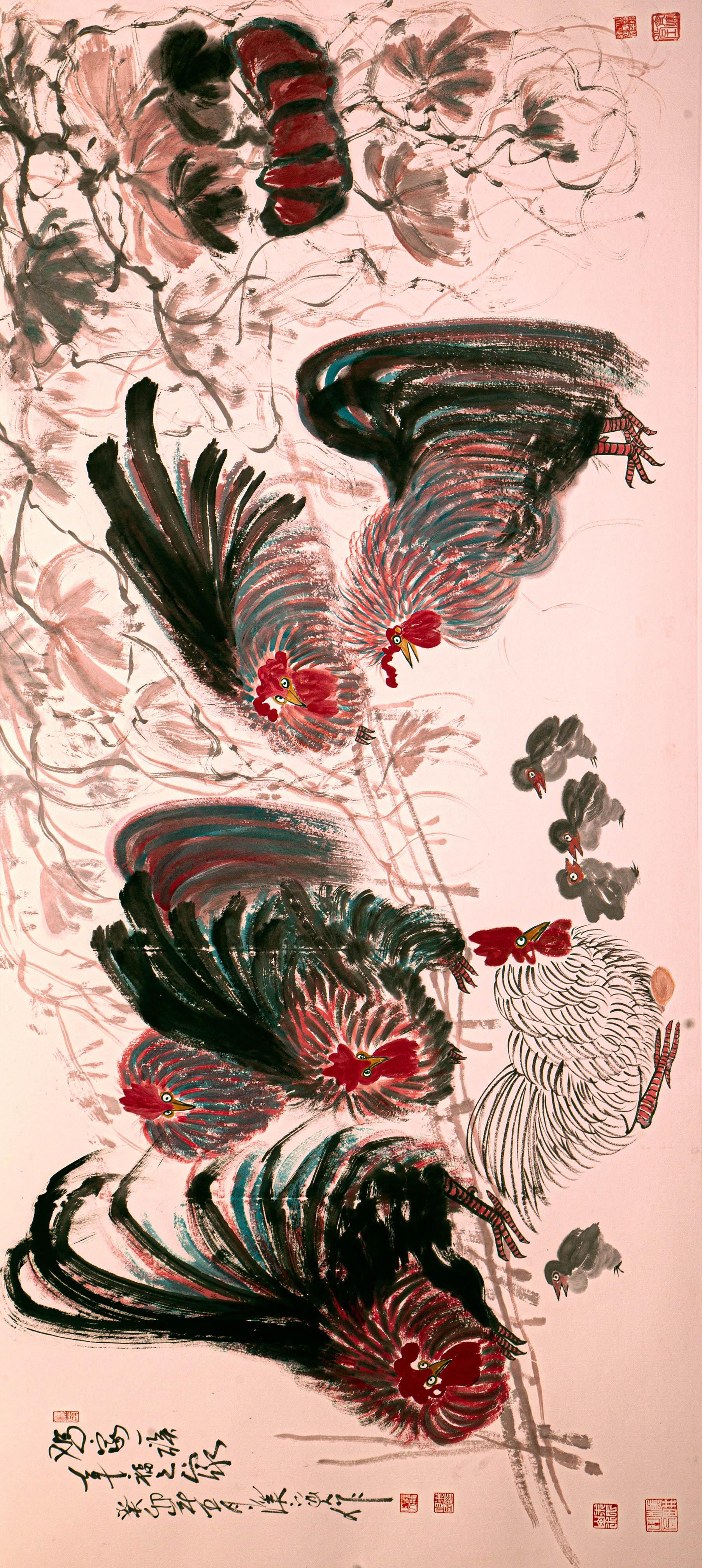 笔丰墨润,意趣横生—国画家朱祖国画鸡大赏