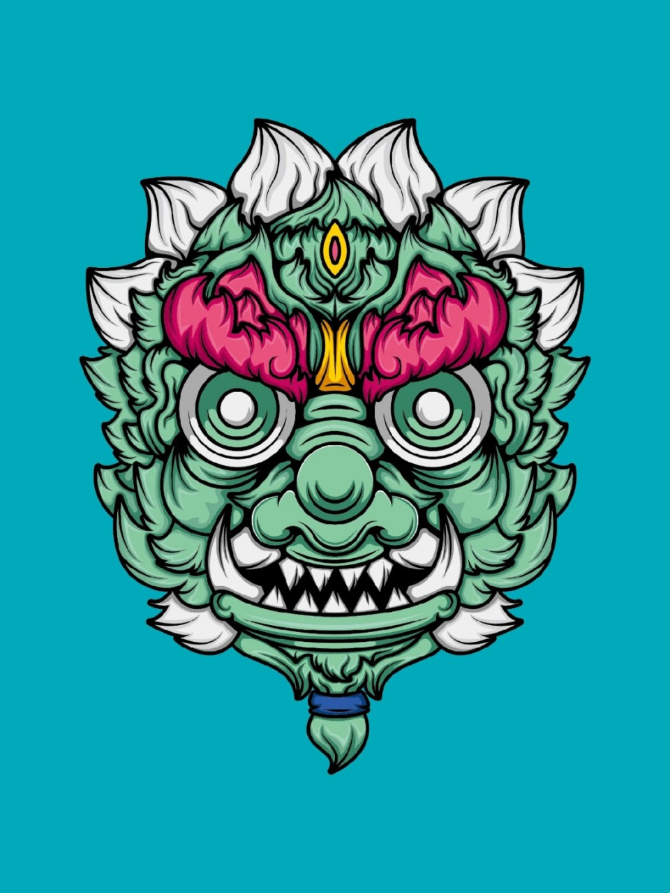 画的傩面具(五)  傩面具,这是一种源远流长的古老面具,它的每一个细节