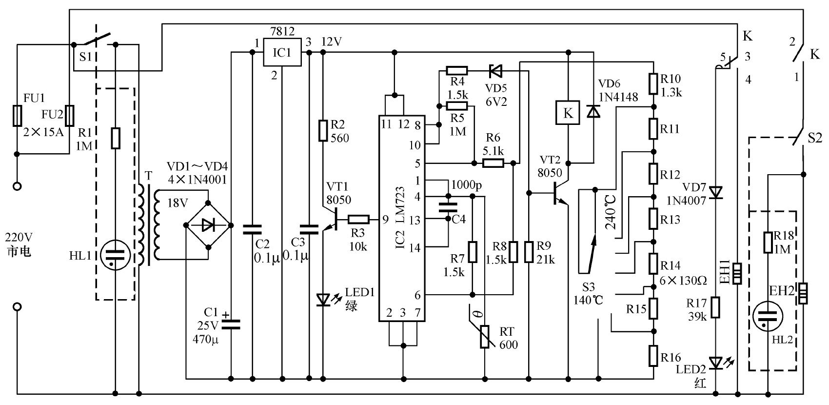 典型电子控制型电饼铛电路
