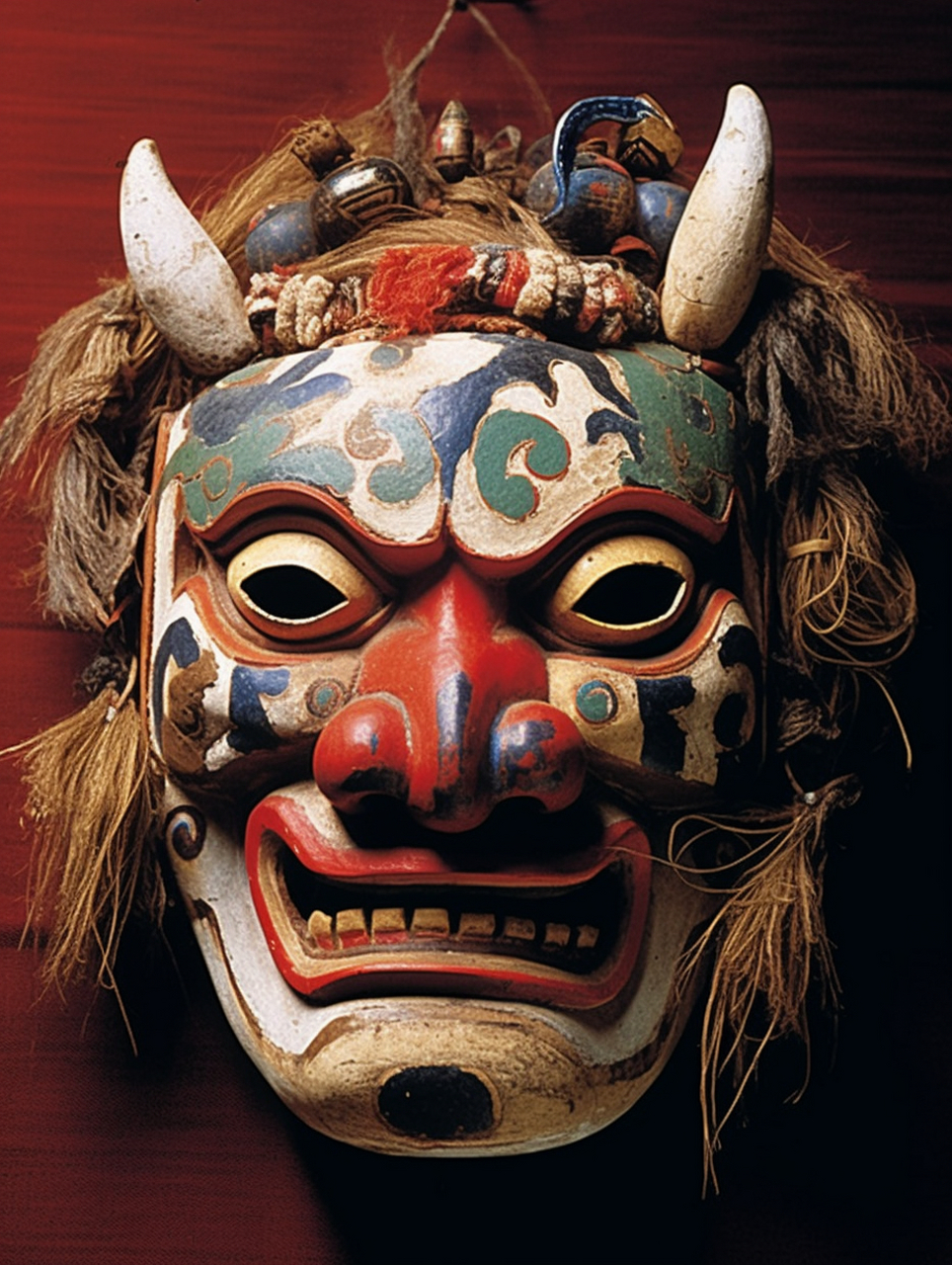 傩面具系列6  这个面具,它的线条流畅而优雅,色彩鲜艳而神秘.