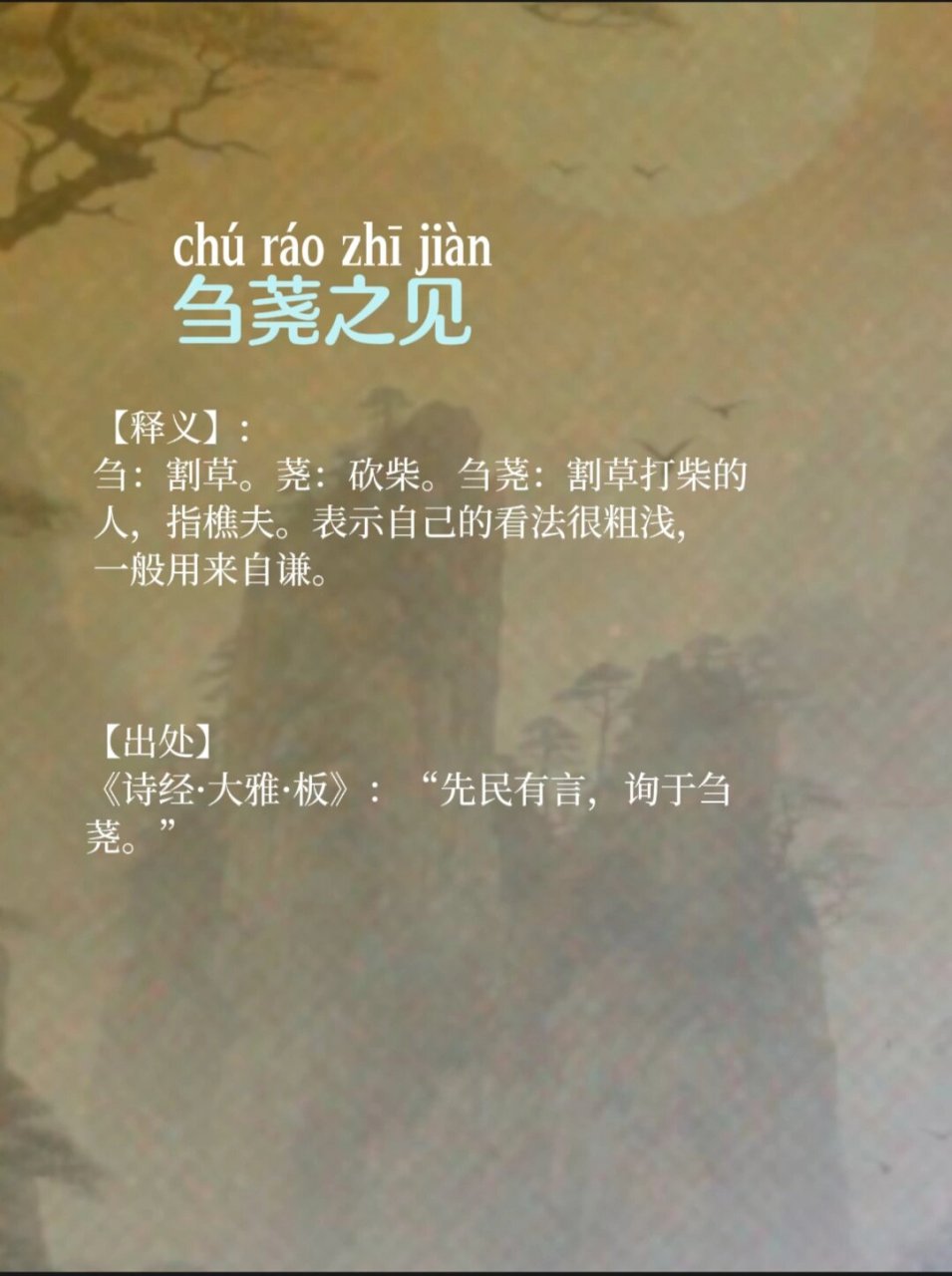 刍荛之见:谦虚与学习  以我之见,这个成语传达了一种谦虚的态度.