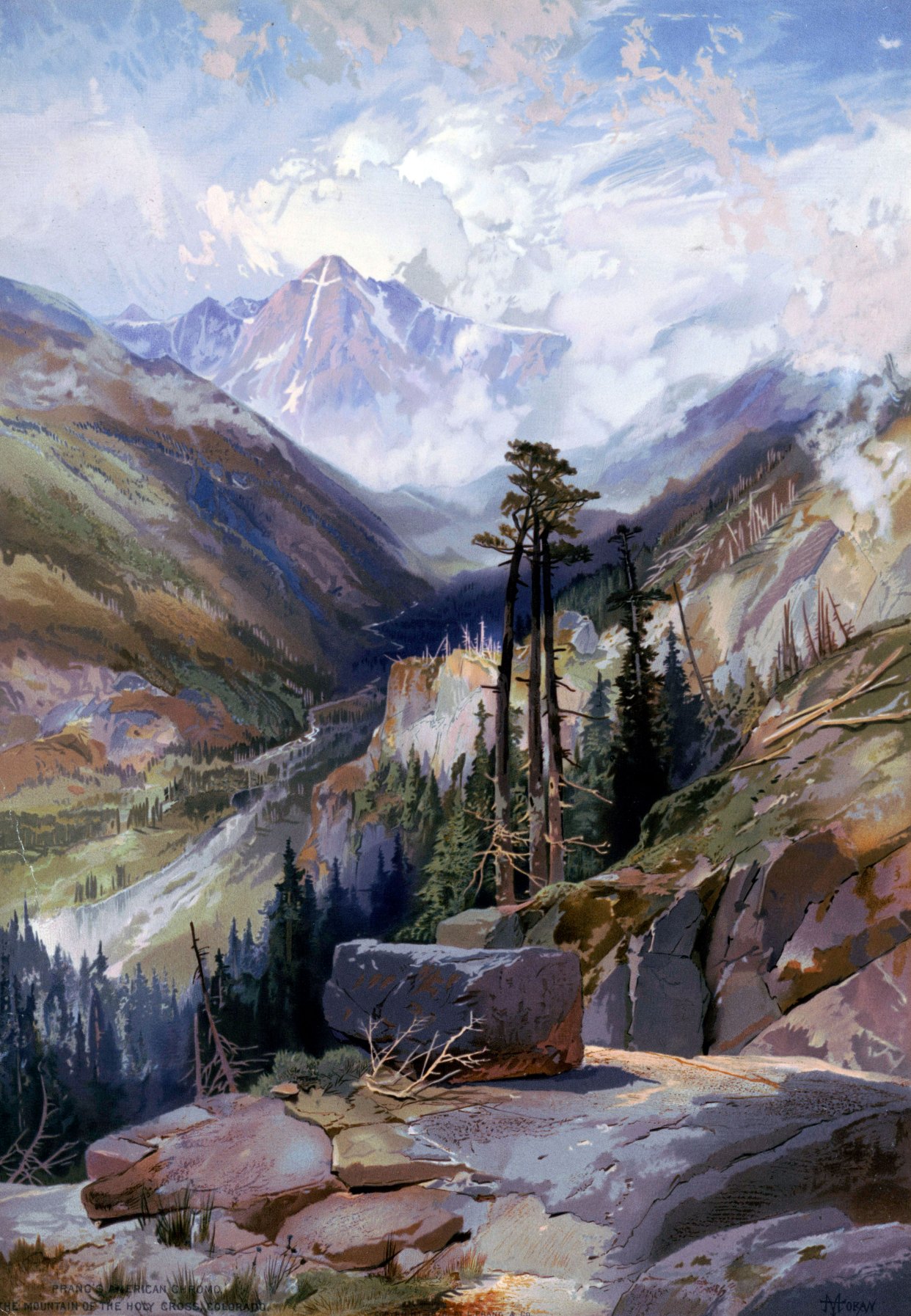 高清大图,气势磅礴,美国风景画家,托马斯·莫兰油画