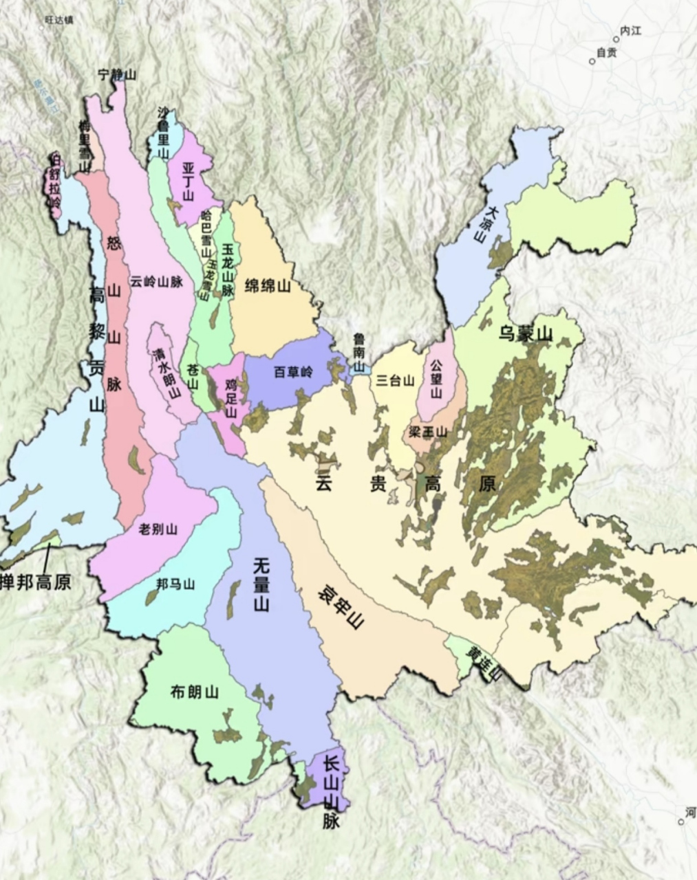 云南地形以元江谷地和云岭山脉南段宽谷为界,分为东西两大地形区.