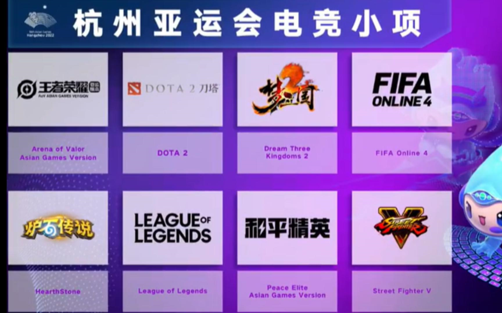 亚运会有哪些电竞项目比赛