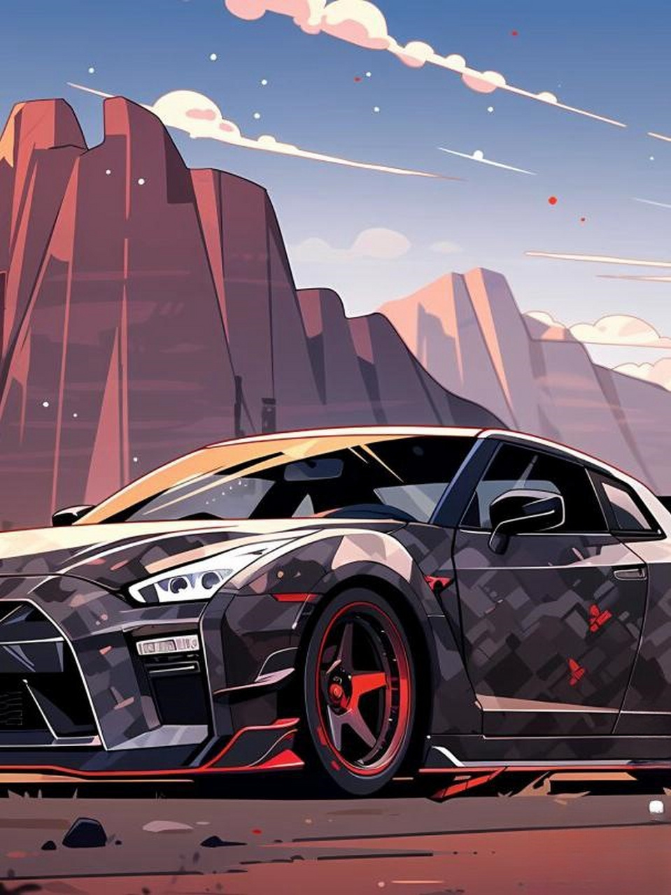 戈壁滩战神gtr壁纸 大漠孤烟直