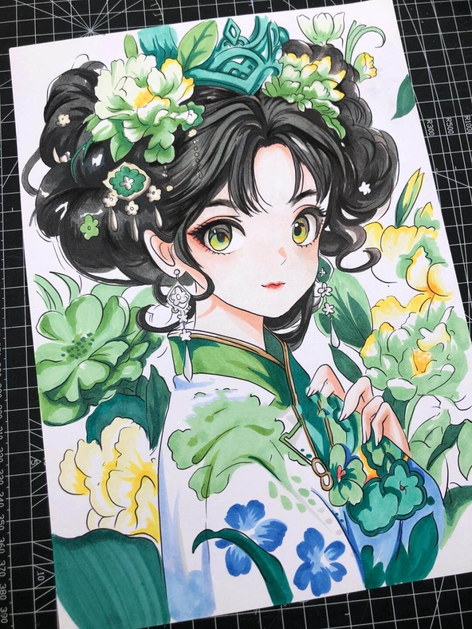 通过一幅我临摹的古风插画,详细解析如何用马克笔描绘出造型与色彩