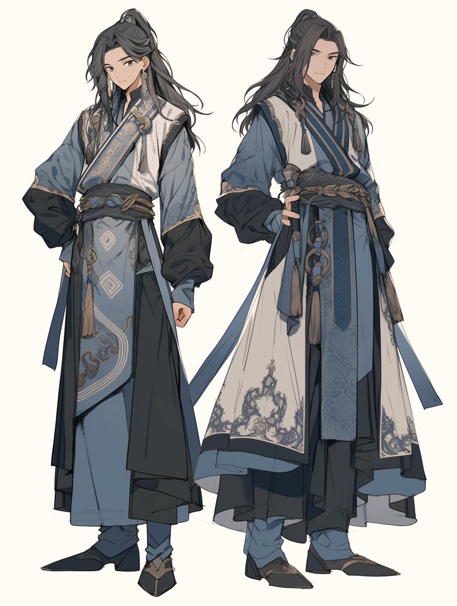 这次我为大家带来的是青色男士古风长袍素材集,简直帅到没朋友!