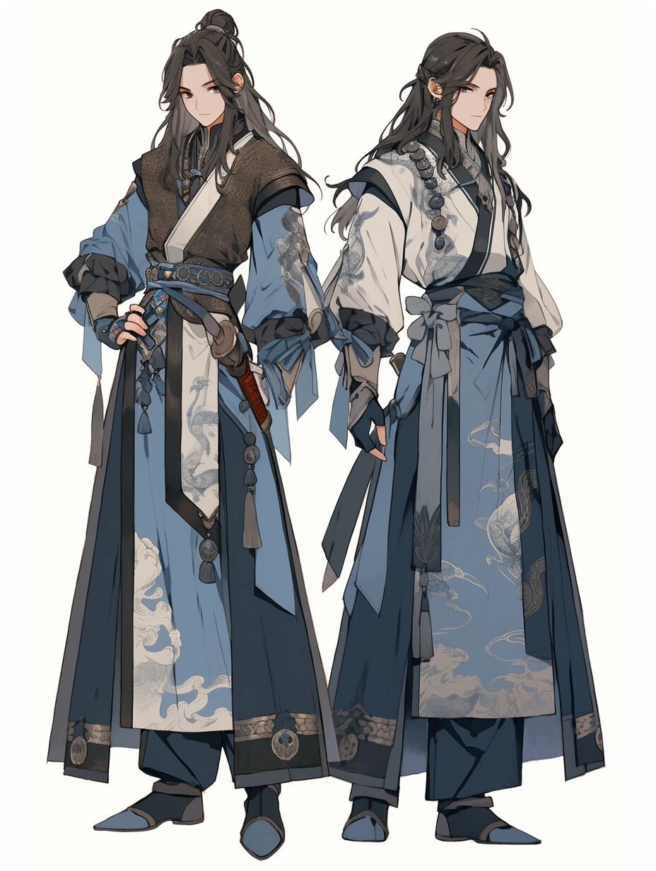 这次我为大家带来的是青色男士古风长袍素材集,简直帅到没朋友!