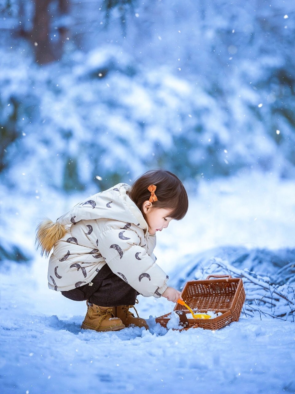 玩雪照片唯美图片