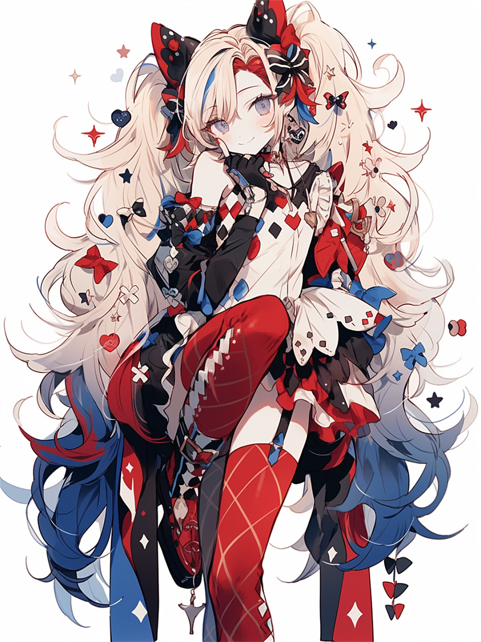 角色设计102|疯批美人小丑女  她是一个充满矛盾和反差的角色.