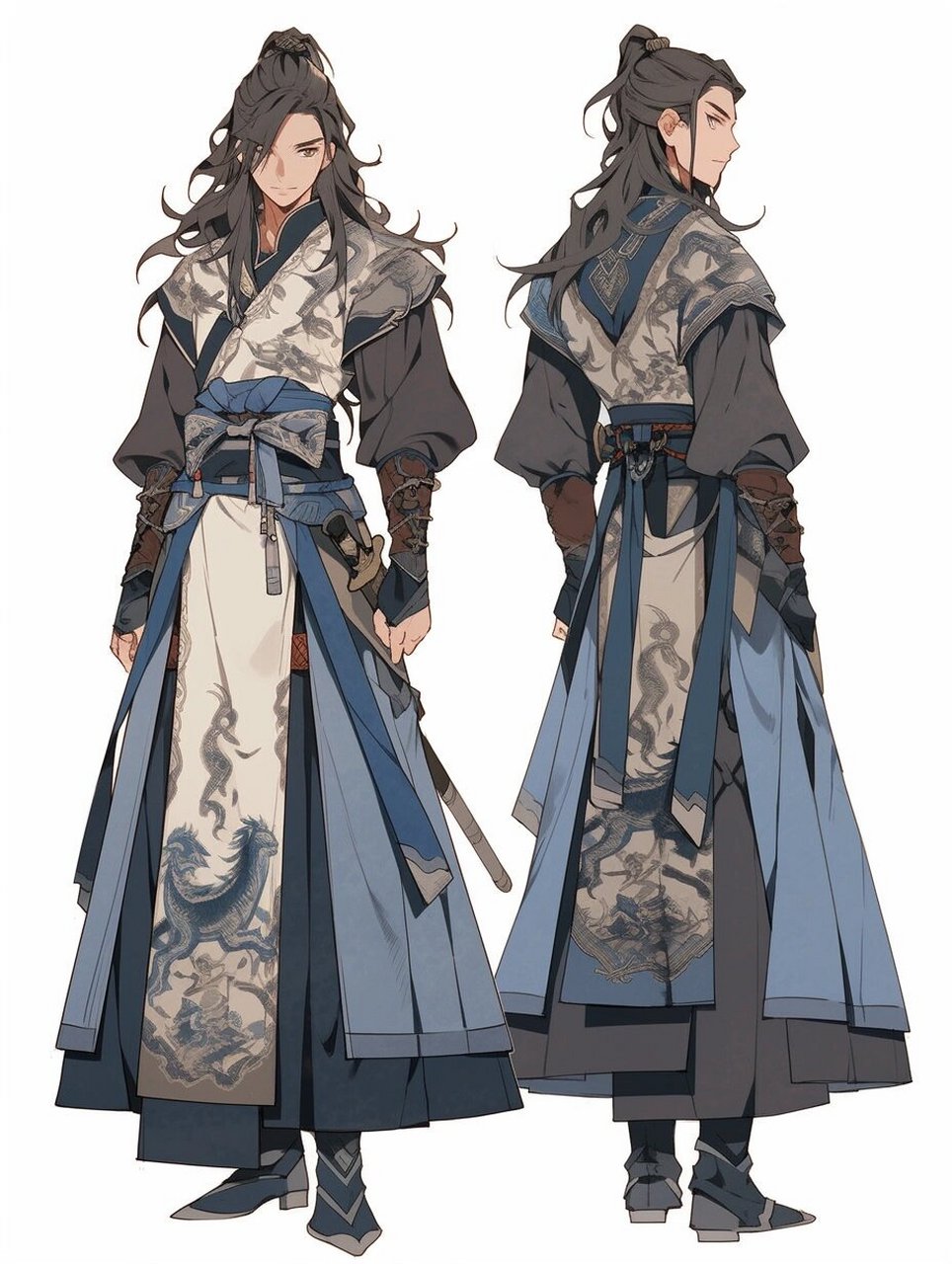 这次我为大家带来的是青色男士古风长袍素材集,简直帅到没朋友!