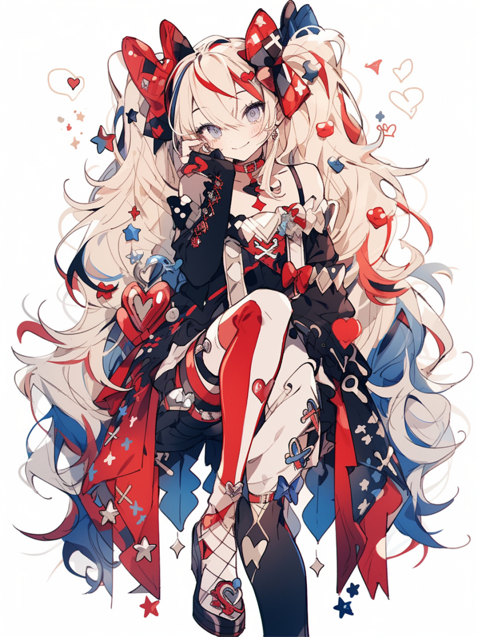 角色设计102|疯批美人小丑女  她是一个充满矛盾和反差的角色.