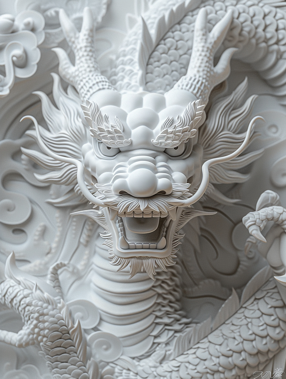 中国龙石膏浮雕:展现东方神韵的工艺之美  99 龙,这一中华文化中的