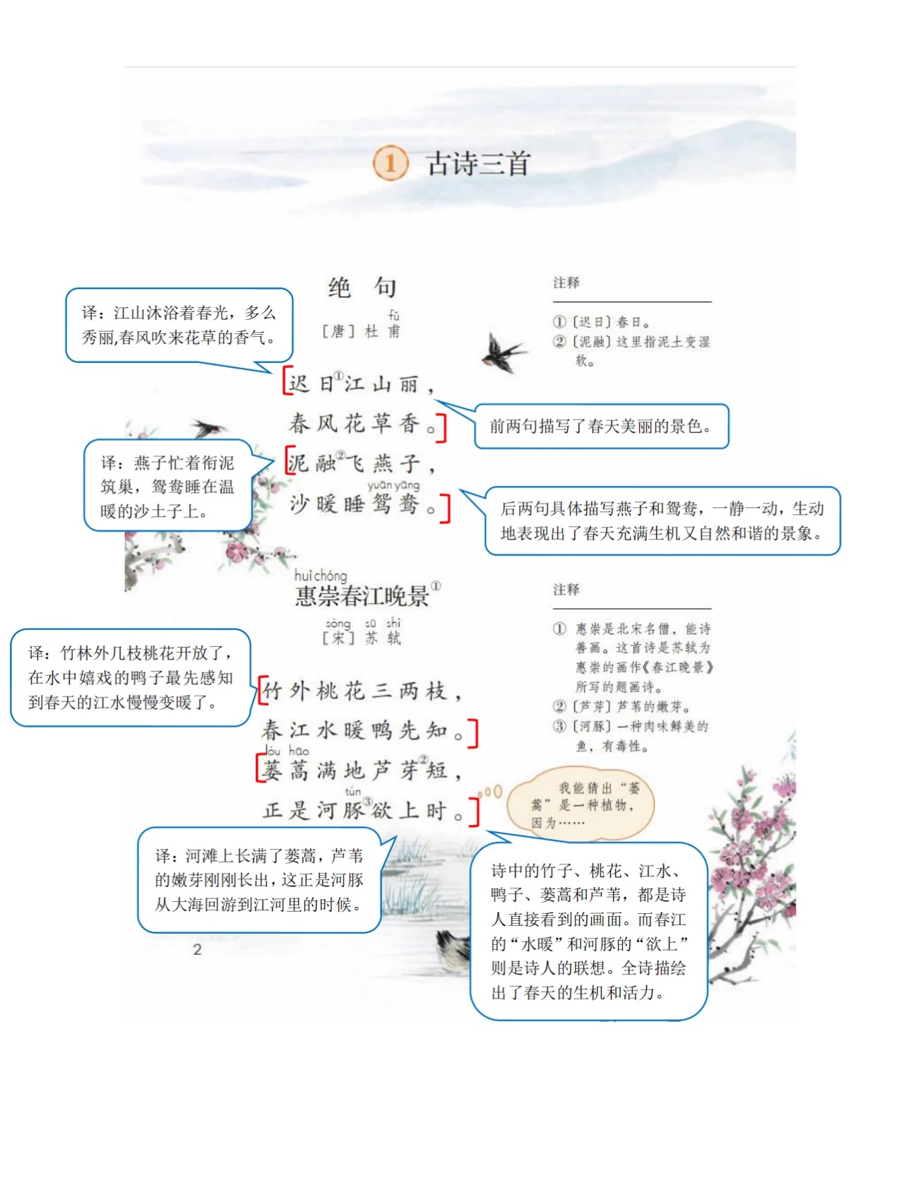 《绝句》 唐 · 杜甫 迟日江山丽