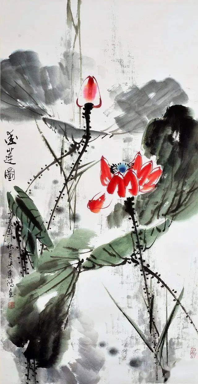 我以画荷为乐广东著名画家梁业鸿的书画之美