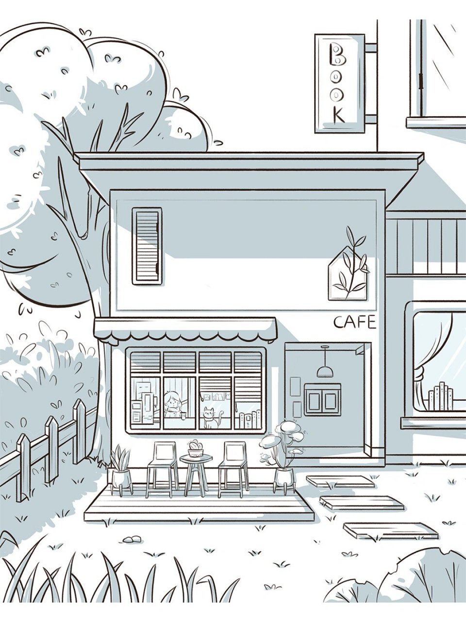 扁平风治愈系建筑场景插画day03  在这个快节奏的时代里,我渴望寻找一