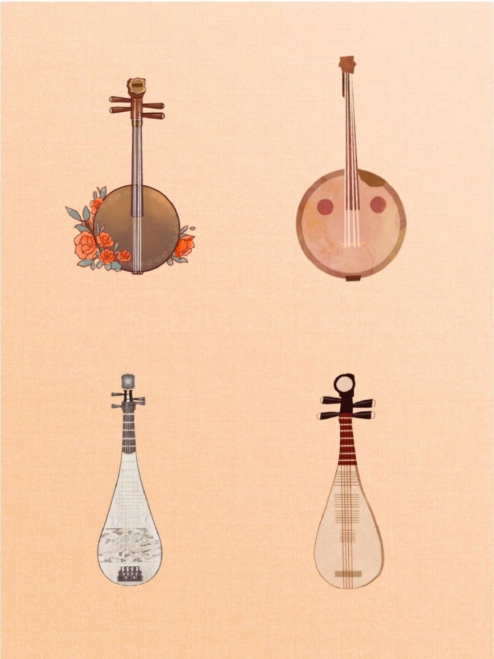 这次分享的是一组超级有韵味的古风免抠素材——乐器琵琶!