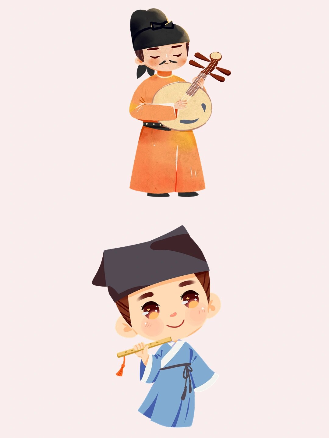 卡通人物素材合集  这些贴纸上的古风人物形象设计得极为精美,每一处