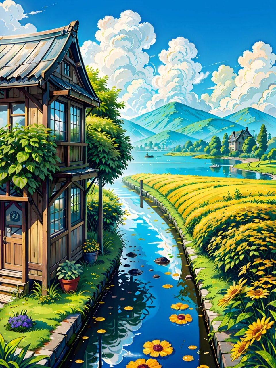 湖边小屋,风景美如画  湖边的小屋啊,简直美得像幅画一样!