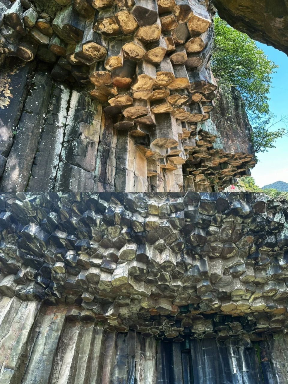 玄武岩柱状节理地质,大都分布在我国沿海地区,但这次我们居然在浙江
