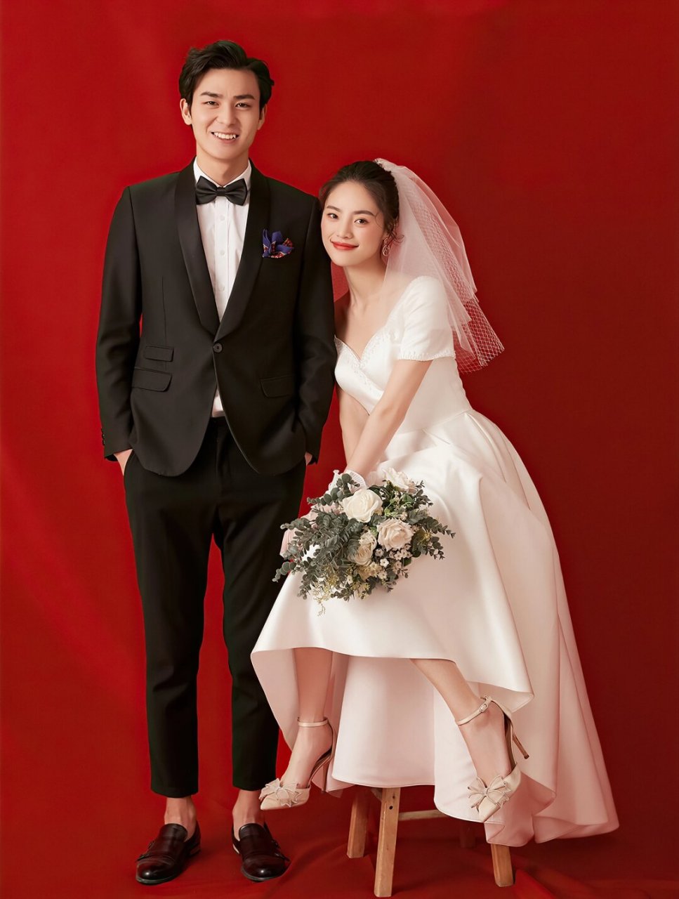 好喜欢我的红底极简婚纱照  结婚必拍的红底极简婚纱照来啦!