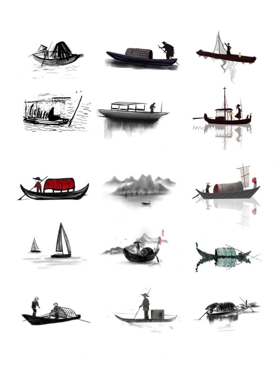 中国古风船素材  98这组素材里的船儿们,每一艘都散发着浓厚的中国