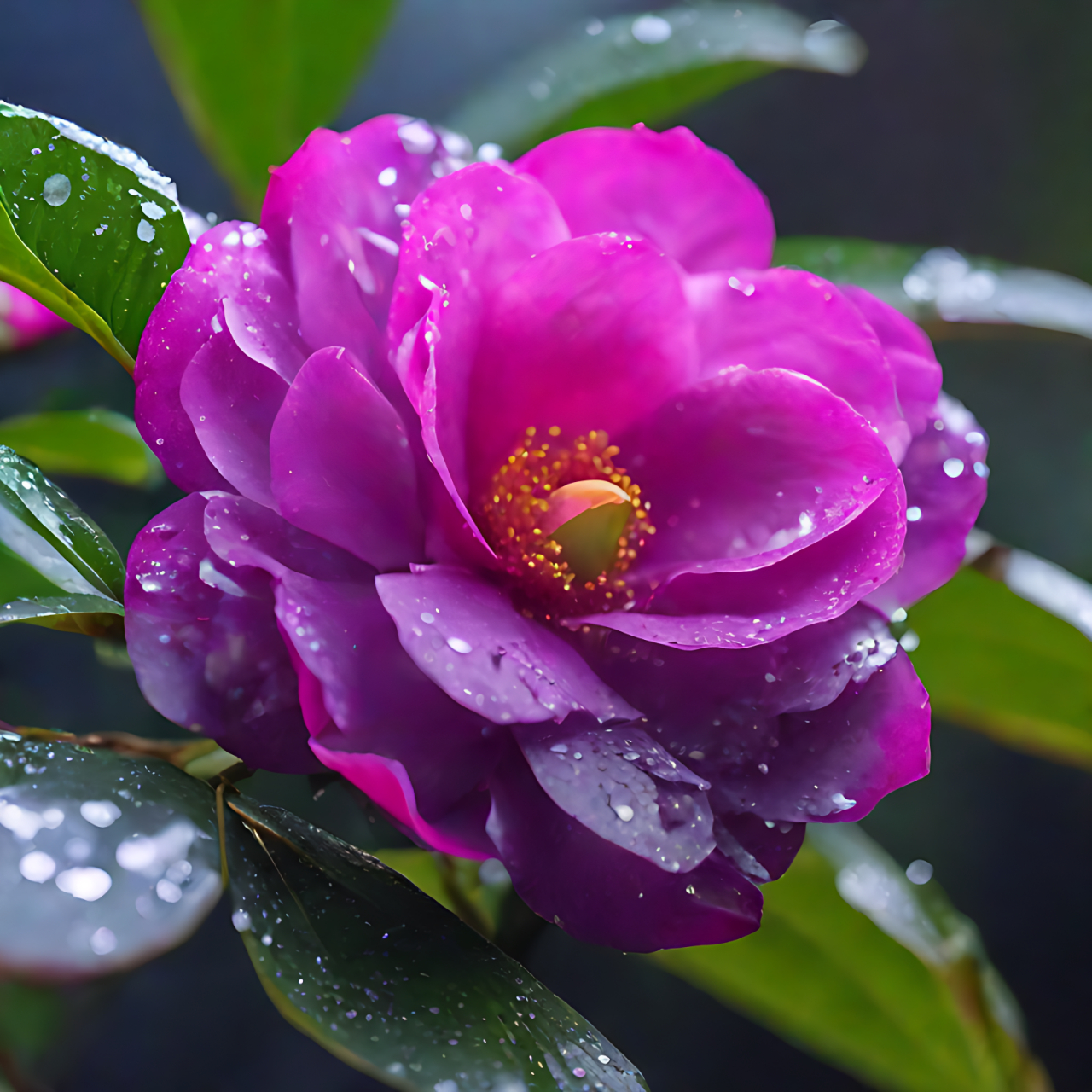 神秘而高贵,奇妙且泿漫的紫色山茶花!#山茶花